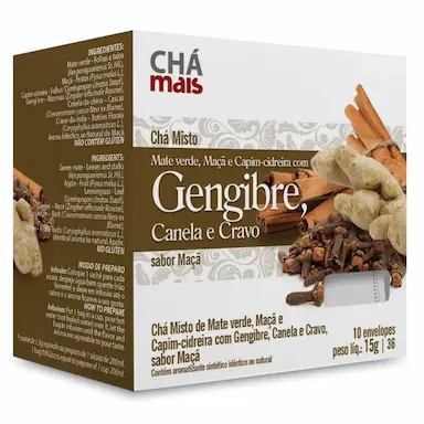 CLINICMAIS CHá MAçã COM GENGIBRE, CANELA E CRAVO 10 SACHêS 15G - CHá MAIS