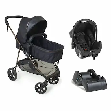 TRAVEL SYSTEM GALZERANO NAPOLI COM BASE PARA CARRO TRIO PRETO COM COBRE Preto E Cobre
