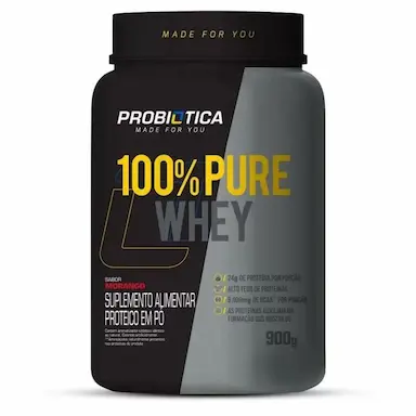 100% PURE WHEY (900G) PROBIOTICA - SABOR MORANGO
