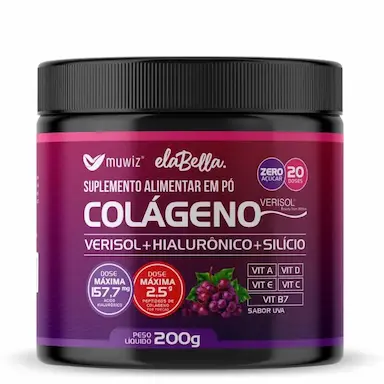 COLáGENO VERISOL COM ÁCIDO HIALURôNICO (200G) MUWIZ - SABOR UVA