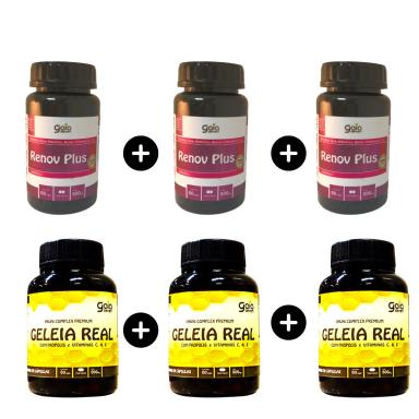 COMBO PELE PERFEITA 3 COLáGENO BIOTINA HA + 3 GELEIA REAL