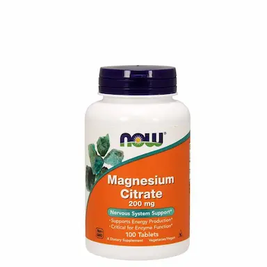 MAGNESIO CITRATO 200MG  NOW FOODS  100 TABLETS