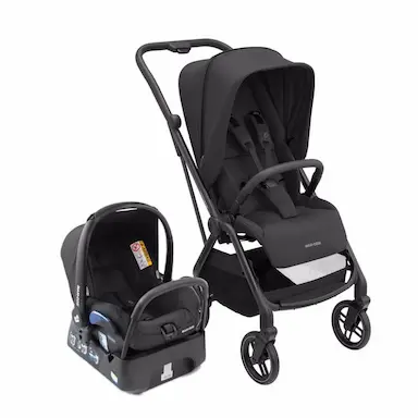 CARRINHO COM BEBê CONFORTO TRAVEL SYSTEM LEONA² TRIO MAXI-COSI ESSENTIAL BLACK