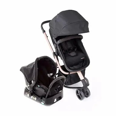 CARRINHO COM BEBê CONFORTO TRAVEL SYSTEM MOBI+ TRIO SAFETY1ST BLACK ROSé