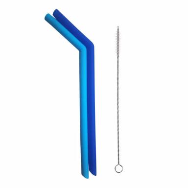 KIT 2 CANUDOS DE SILICONE + LIMPADOR GRANDE AZUL