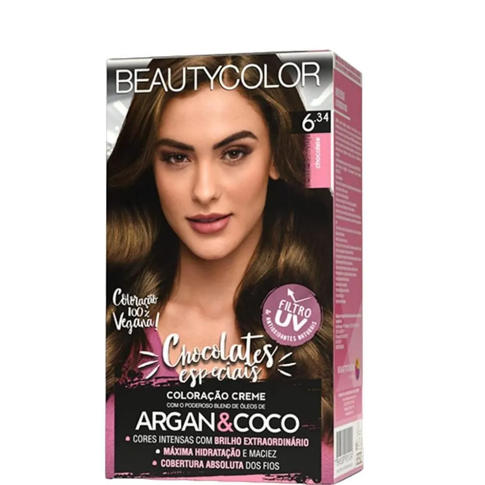 BEAUTYCOLOR COLORAçãO PERMANENTE KIT 6.34 CHOCOLATE