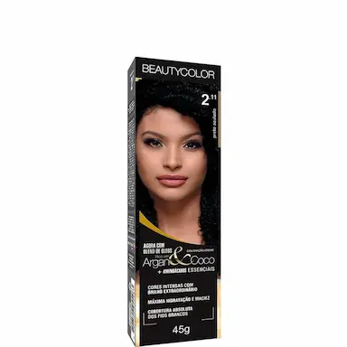 TINTA BEAUTY COLOR COLORAçãO CREME 2.11 PRETO AZULADO 45G