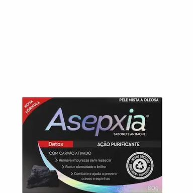 ASEPXIA SABONETE FACIAL DETOX ANTIACNE CARVãO ATIVADO 80G