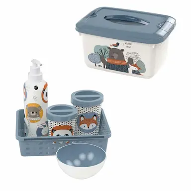 KIT HIGIENE BEBE + FARMACINHA CHA DE BEBE DECORADO PLASUTIL Rapozinha