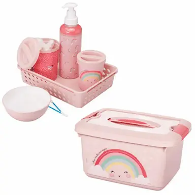 KIT HIGIENE BEBE + FARMACINHA CHA DE BEBE DECORADO PLASUTIL Nuvem