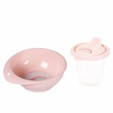 KIT ALIMENTAÇÃO COPINHO COM BICO + TIGELA PAPINHA PLASUTIL Arco Iris