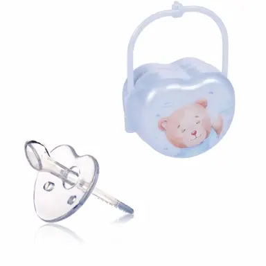 KIT CHUPETA SILICONE SOFT + PORTA CHUPETA DECORADO Urso Azul