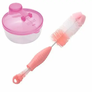 KIT ESSENCIAIS ESCOVA LAVA MAMADEIRA E PORTA LEITE 3 DIV KUKA Rosa