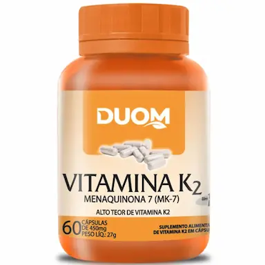 VITAMINA K2 MENAQUINONA 7 MK-7 APENAS 1 CÁPSULA AO DIA 60 CAPSULAS - DUOM