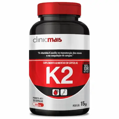 VITAMINA K2 MENAQUINONA-7 MK-7 65MCG POR CÁPSULA COM 30 CÁPSULAS - CLINICMAIS