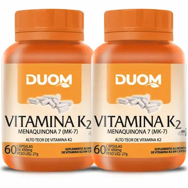COMBO COM 2 VITAMINA K2 MENAQUINONA MK-7 COM 60 CAPSULAS CADA TOTAL 120 CAPSULAS - DUOM