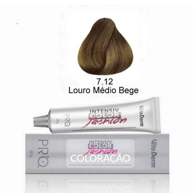 COLORAçãO CREME INTENSIV COLOR PRO 7.12 LOIRO MéDIO BEGE PEROLADO 60G VITA DERM