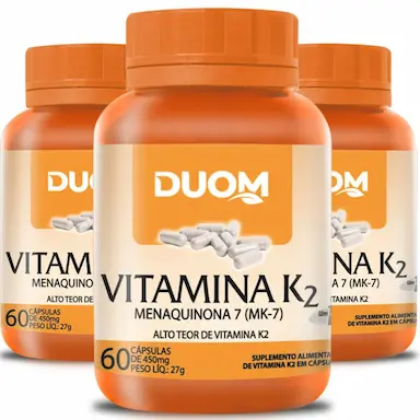 COMBO COM 3 VITAMINA K2 MENAQUINONA MK-7 COM 60 CAPSULAS CADA TOTAL 180 CAPSULAS - DUOM