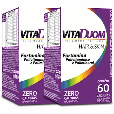 COMBO COM 2 VITADUOM HAIR &amp;amp; SKIN FORTAMINA VITAMINAS E MINERAIS 60 CAPS CADA TOTAL 120 CAPS DUOM