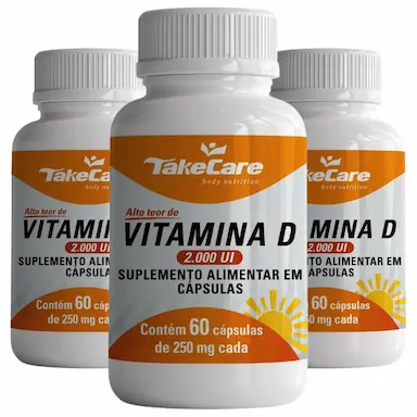 COMBO 3 VITAMINA D3 COLECALCIFEROL 2000UI 60 CAPS CADA TOTAL 180 CAPSULAS - TAKE CARE