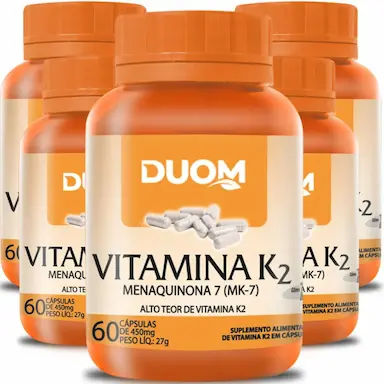 COMBO COM 5 VITAMINA K2 MENAQUINONA MK-7 COM 60 CAPSULAS CADA TOTAL 300 CAPSULAS - DUOM