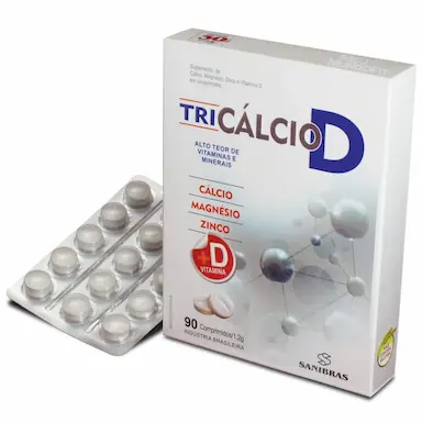 COMBO 3 TRI CALCIO D MAGNÉNSIO ZINCO CÁLCIO E VITAMINA D 90 CPR CADA TOTAL 270 CPR - SANIBRAS