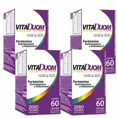 COMBO COM 4 VITADUOM HAIR &amp;amp; SKIN FORTAMINA VITAMINAS E MINERAIS 60 CAPS CADA TOTAL 240 CAPS DUOM