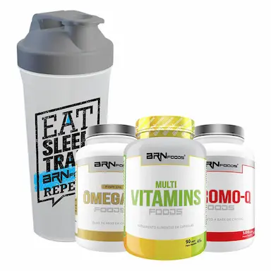 KIT MULTIVITAMINS 30 CáPSULAS + CHROMO Q 100 CáPSULAS + OMEGA 3 60 CáPSULAS + COQUETELEIRA – BRNFOODS