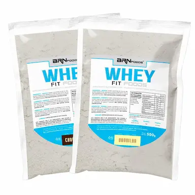 KIT 2X WHEY PROTEIN FIT FOODS 500G - BRN FOODS SABOR BAUNILHA E CHOCOLATE