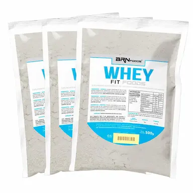 KIT 3X WHEY FIT FOODS 500G - BRN FOODS SABOR BAUNILHA