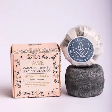 SABONETE FACIAL DE CARVÃO DE BAMBU E ÁCIDO SALICÍLICO EM BARRA LAVOÊ 70GR