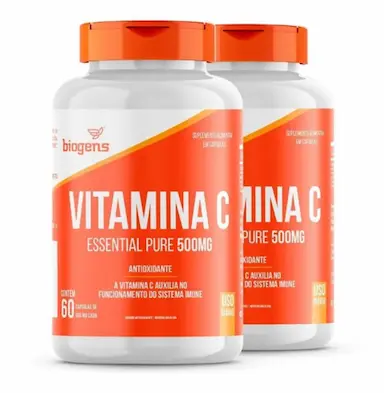 KIT 2X VITAMINA C ESSENTIAL PURE 500MG. 60CáPS BIOGENS Neutro