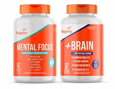 KIT MENTAL FOCUS E +BRAIN, DIA E NOITE, 60 CAPS, BIOGENS