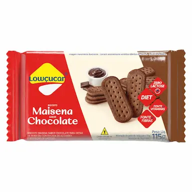 BISCOITO MAISENA CHOCOLATE LOWCUCAR ZERO ADICAO DE ACUCARES 115G