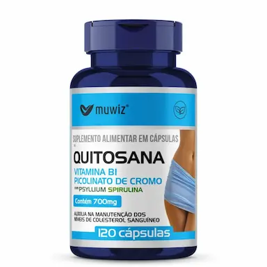 QUITOSANA, SPIRULINA, PSYLLIUM, B1 E CROMO 120 CáPSULAS 700MG MUWIZ