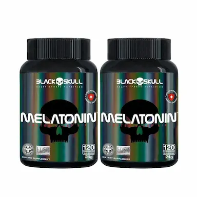 2X MELATONIN - MELATONINA 120 COMP - BLACK SKULL Sem Sabor