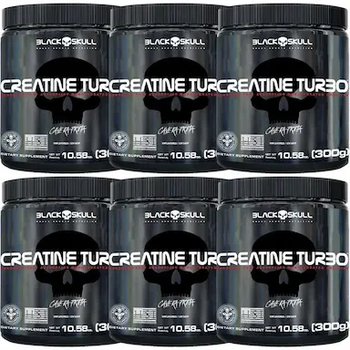 KIT 6 CREATINAS TURBO 300G SEM SABOR - BLACK SKULL