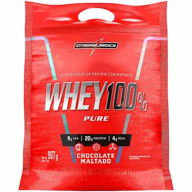 WHEY PROTEIN 100% PURE 907GR REFIL - INTEGRAL MéDICA - CHOCOLATE MALTADO