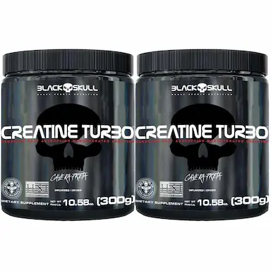 KIT 2 CREATINAS TURBO 300G SEM SABOR - BLACK SKULL