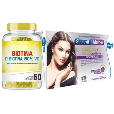 KIT SUPLEVIT MULHER + BIOTINA MAIS CRESCIMENTO E FIRMEZA