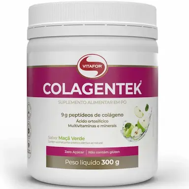 COLAGENTEK - COLáGENO COM VITAMINAS E MINERAIS EM Pó 300G SABOR MAçã VERDE - VITAFOR