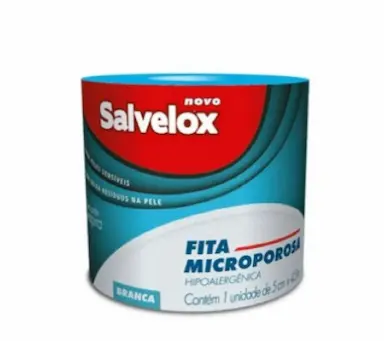 FITA MICROPOROSA BEGE, 5CM X 4,5M SALVELOX C/ 5 UNIDADES