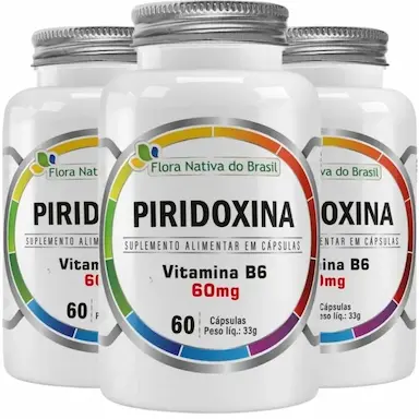 KIT 3X Vitamina B6 (Piridoxina) 60 cápsulas - Flora Nativa