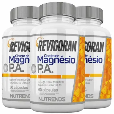 KIT 3X REVIGORAN CLORETO DE MAGNéSIO P.A 60 CáPSULAS - NUTRENDS