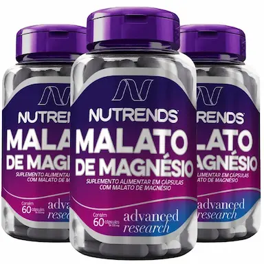 KIT 3X MALATO DE MAGNéSIO (MAGNéSIO DIMALATO) 60 CáPSULAS - NUTRENDS