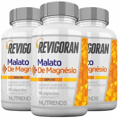 KIT 3X REVIGORAN MALATO DE MAGNéSIO (MAGNéSIO DIMALATO) 60 CáPSULAS - NUTRENDS