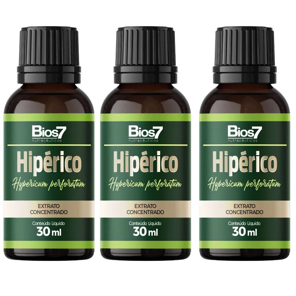 KIT 3X HIPERICO EM GOTAS EXTRATO CONCENTRADO 30ML - BIOS7