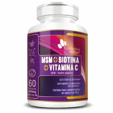 MSM + BIOTINA + VITAMINA C 60 CáPSULAS - FLORA NATIVA