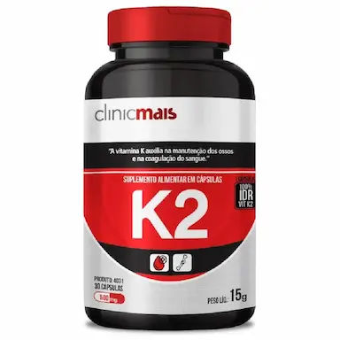 VITAMINA K2 MK7 MENAQUINONA-7 100% 30 CáPSULAS - CLINICMAIS