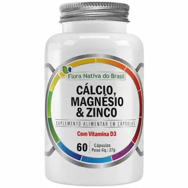 Cálcio Magnésio Zinco e Vit D3 60 Cápsulas - Flora Nativa